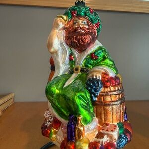 Christopher Radko Festive Santa Ornament - Green and Red